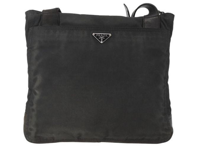 Borsa a Spalla PRADA in Nylon Pelle Nera Argento Autentica 172902 Nero - vista 3