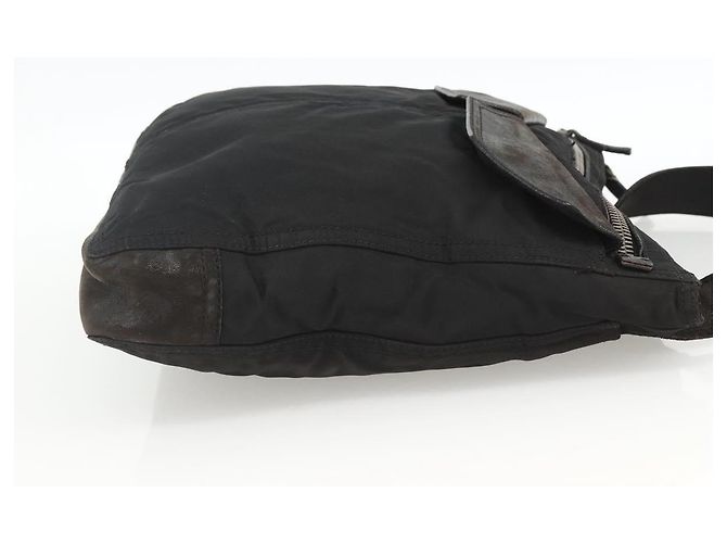Borsa a Spalla PRADA in Nylon Pelle Nera Argento Autentica 172902 Nero - vista 5