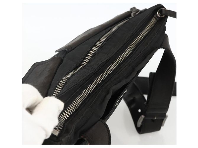 Borsa a Spalla PRADA in Nylon Pelle Nera Argento Autentica 172902 Nero - vista 6