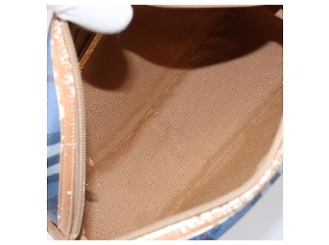 Borsa Burberrys Nova Check in pelle PVC 2 in 1 blu oro Auth 172484 D'oro - vista 20