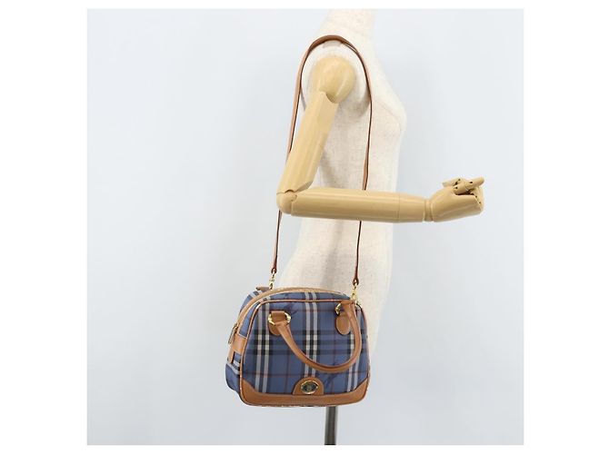 Borsa Burberrys Nova Check in pelle PVC 2 in 1 blu oro Auth 172484 D'oro - vista 25