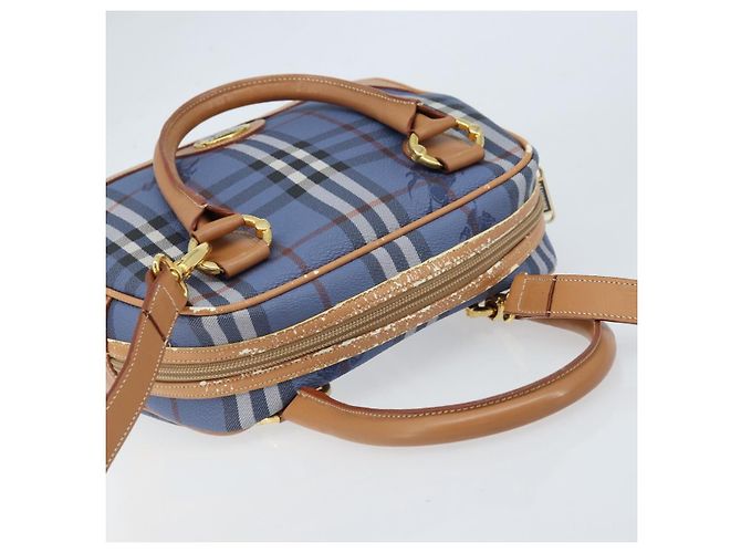 Borsa Burberrys Nova Check in pelle PVC 2 in 1 blu oro Auth 172484 D'oro - vista 6