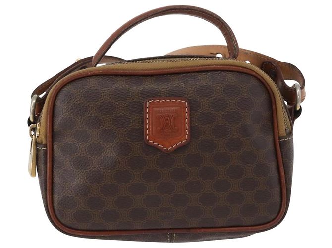 Céline Borsa a mano in tela Macadam CELINE in pelle PVC 2 in 1 marrone oro Auth ki6521 D'oro - vista 2