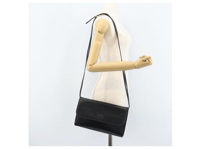 Gucci Borsa a Spalla in Pelle Nera e Oro Auth ka2682 Nero D'oro - vista 24