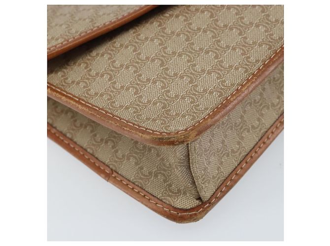 Céline Borsa a Spalla in Tela Macadam CELINE PVC Beige Oro Auth ARZ236 D'oro - vista 11