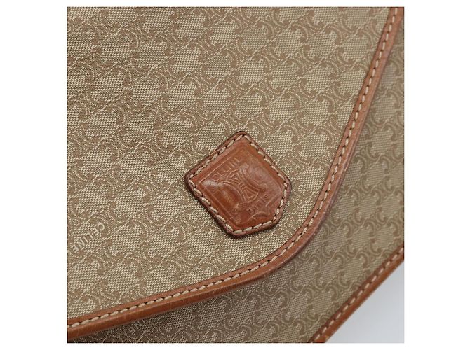 Céline Borsa a Spalla in Tela Macadam CELINE PVC Beige Oro Auth ARZ236 D'oro - vista 14