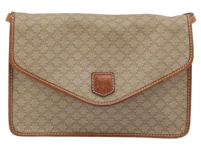 Céline Borsa a Spalla in Tela Macadam CELINE PVC Beige Oro Auth ARZ236 D'oro - vista 2