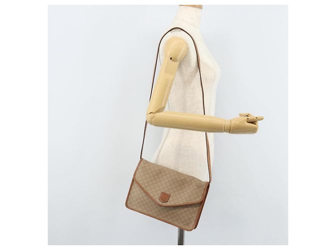 Céline Borsa a Spalla in Tela Macadam CELINE PVC Beige Oro Auth ARZ236 D'oro - vista 23