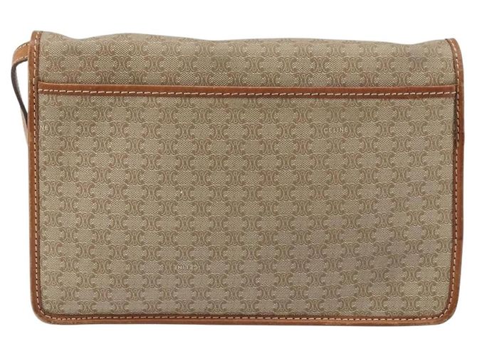 Céline Borsa a Spalla in Tela Macadam CELINE PVC Beige Oro Auth ARZ236 D'oro - vista 3