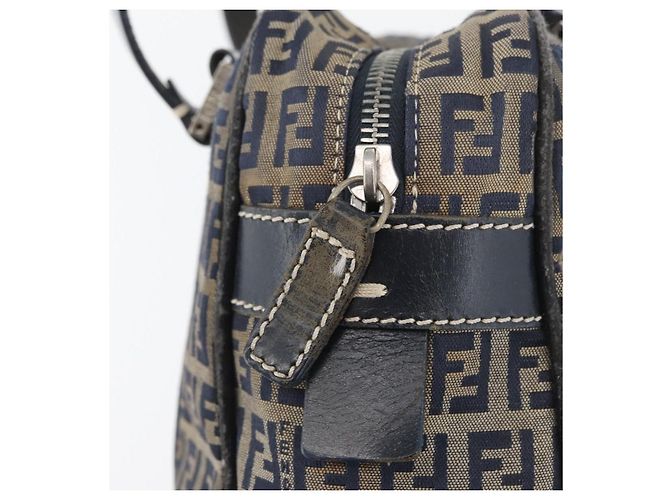 FENDI Zucchino Canvas Handtasche Navy Silber Authentisch LNZ529 Marineblau - Ansicht 14
