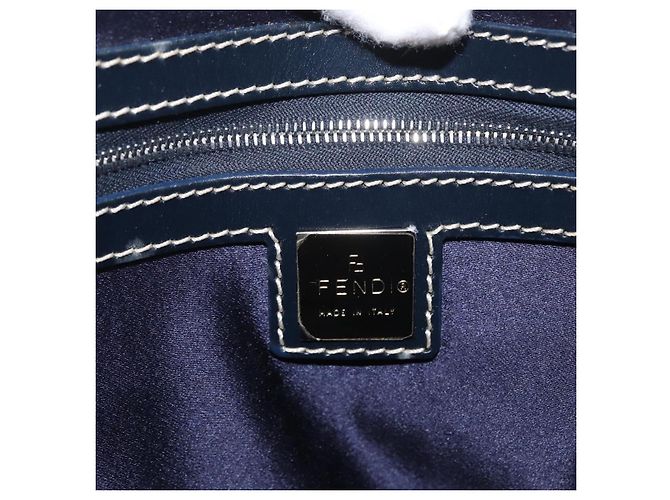 FENDI Zucchino Canvas Handtasche Navy Silber Authentisch LNZ529 Marineblau - Ansicht 15