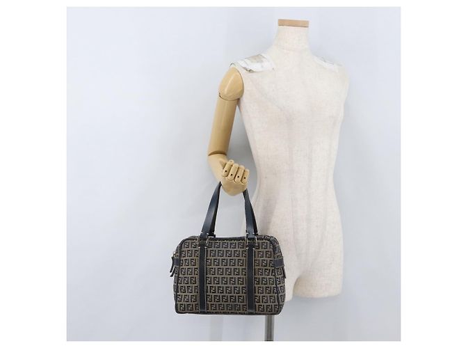 FENDI Zucchino Canvas Handtasche Navy Silber Authentisch LNZ529 Marineblau - Ansicht 22