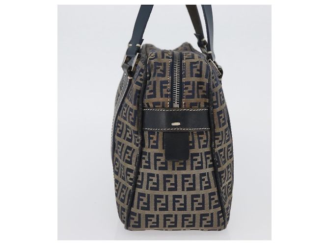 FENDI Zucchino Canvas Handtasche Navy Silber Authentisch LNZ529 Marineblau - Ansicht 4