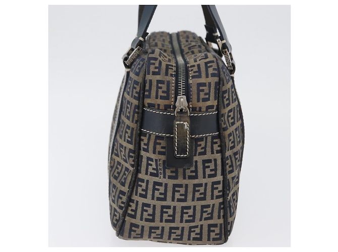 FENDI Zucchino Canvas Handtasche Navy Silber Authentisch LNZ529 Marineblau - Ansicht 5