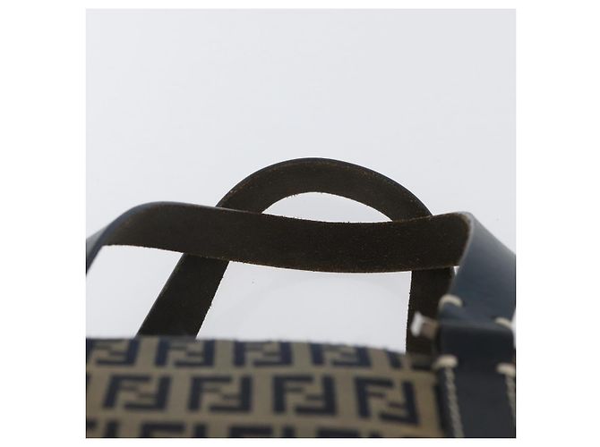 FENDI Zucchino Canvas Handtasche Navy Silber Authentisch LNZ529 Marineblau - Ansicht 8