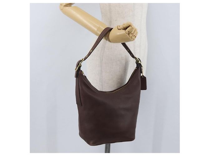 Coach Borsa a Spalla in Pelle Marrone Oro Auth 172666 D'oro - vista 22