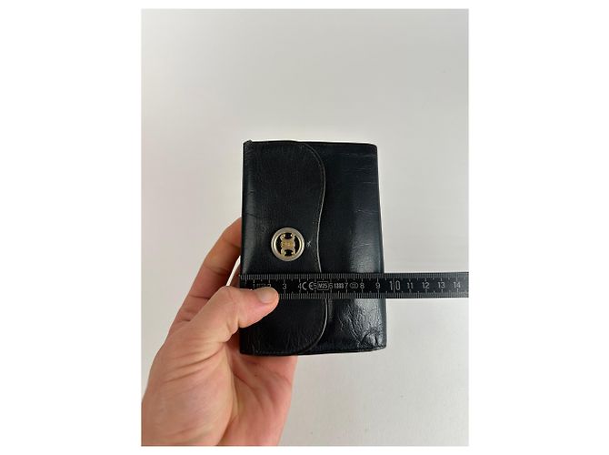 Céline Vintage Celine Paris Triomphe Leather Wallet Black - view 12
