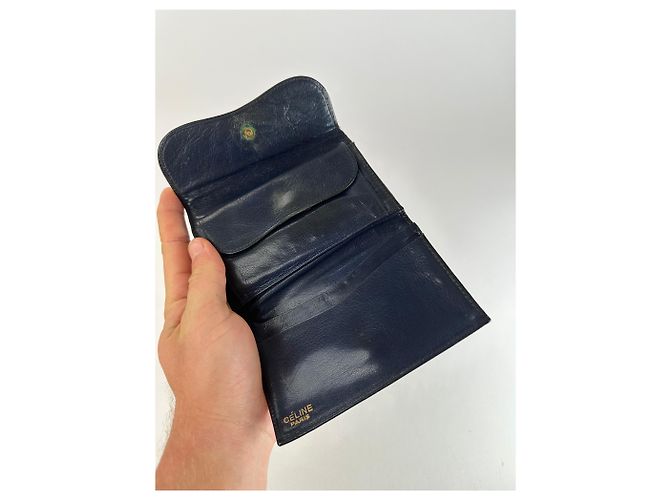 Céline Vintage Celine Paris Triomphe Leather Wallet Black - view 5
