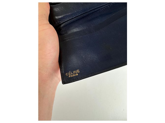 Céline Vintage Celine Paris Triomphe Leather Wallet Black - view 6