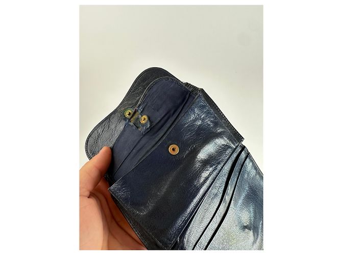Céline Vintage Celine Paris Triomphe Leather Wallet Black - view 8