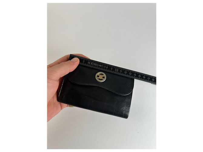 Céline Vintage Celine Paris Triomphe Leather Wallet Black - view 9