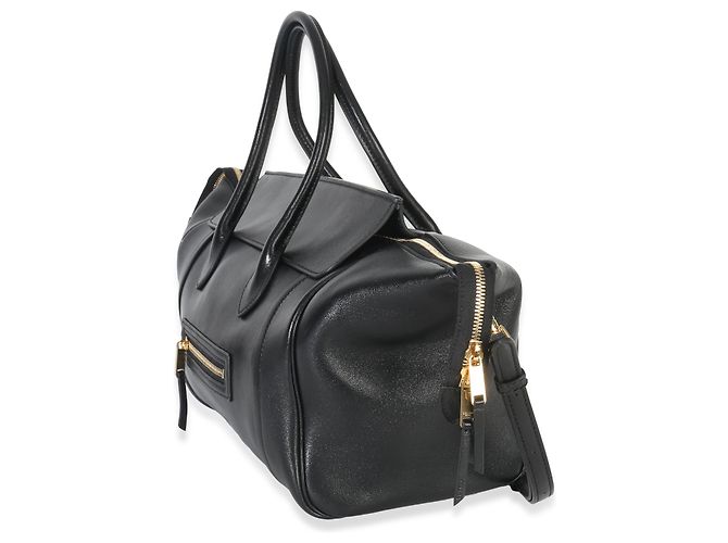 Céline Celine Nero Pelle di Agnello Morbida Lucida Media Nuovo Luggage - vista 3
