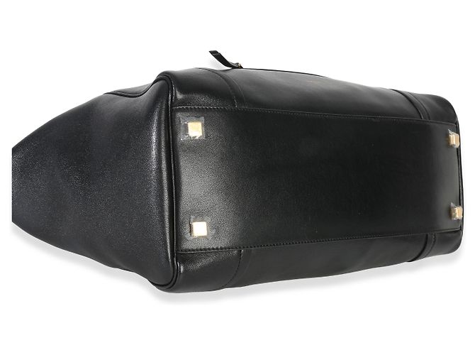 Céline Celine Nero Pelle di Agnello Morbida Lucida Media Nuovo Luggage - vista 7