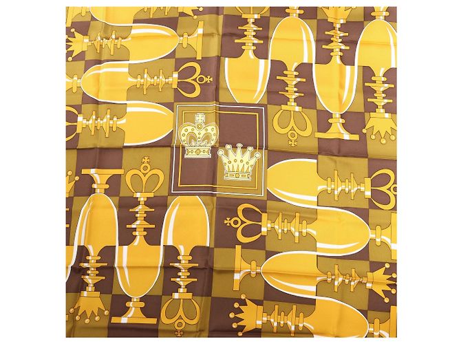 Fazzoletto in seta Carré 90 "ÉCHIQUIER" di Hermès in marrone - vista 10