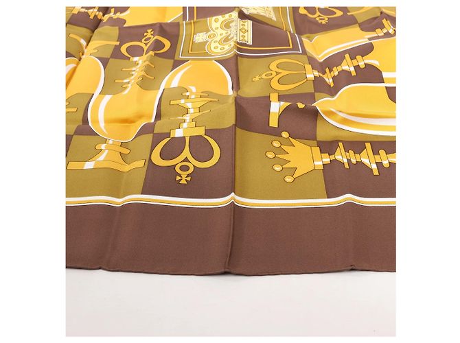 Fazzoletto in seta Carré 90 "ÉCHIQUIER" di Hermès in marrone - vista 4