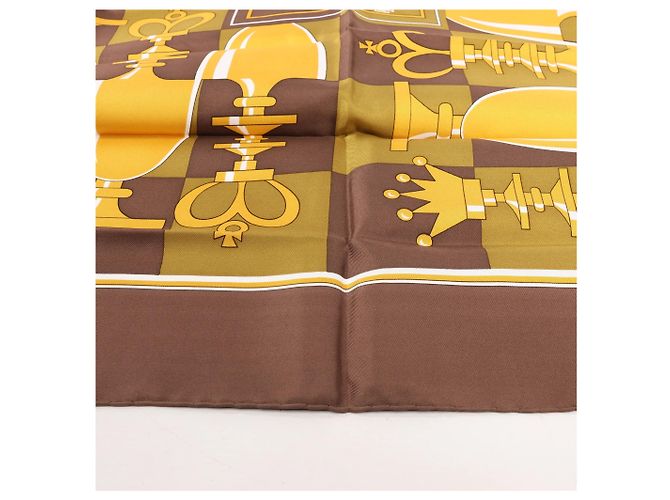 Fazzoletto in seta Carré 90 "ÉCHIQUIER" di Hermès in marrone - vista 7