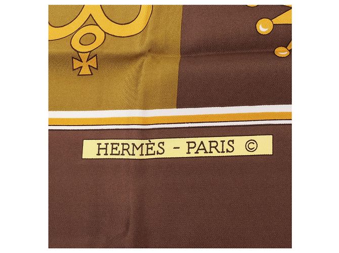 Fazzoletto in seta Carré 90 "ÉCHIQUIER" di Hermès in marrone - vista 9
