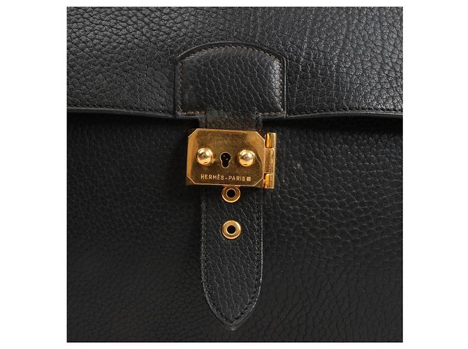 Sac à dépêches HERMÈS Borsa Depeche 38 in pelle Ardennes nera V:1992 Nero - vista 5