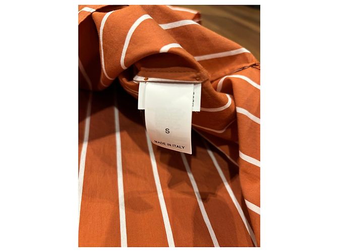 Camisa de algodón a rayas Brunello Cucinelli Castaño Naranja - vista 4