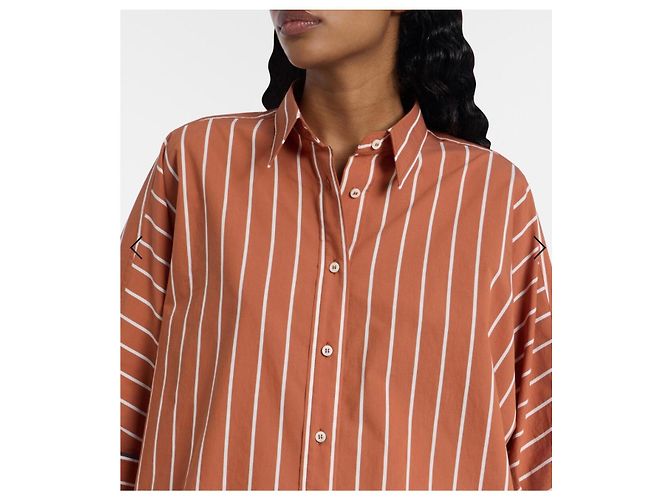 Camisa de algodón a rayas Brunello Cucinelli Castaño Naranja - vista 6