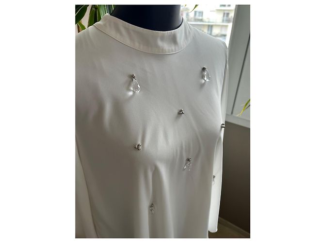 Weill Blusa branca adornada com pérolas e cristais - vista 3