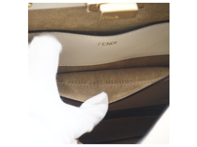FENDI Camellia Pelle Peekaboo Soft Piccola Borsa Bianco Beige - vista 14