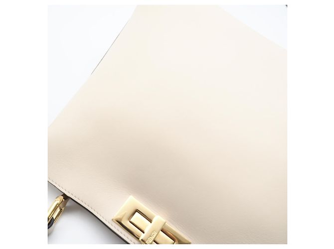 FENDI Camellia Pelle Peekaboo Soft Piccola Borsa Bianco Beige - vista 4
