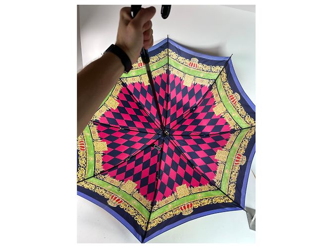 Vintage Gianni Versace abstrakter mehrfarbiger Regenschirm Mehrfarben - Ansicht 9