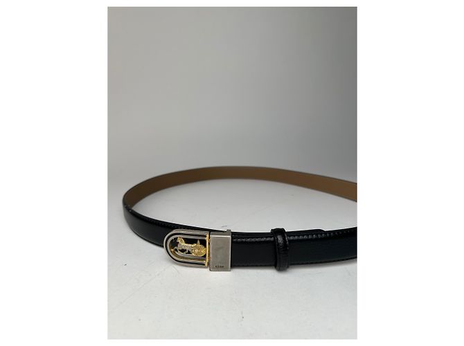 Céline Vintage Celine Schlangenprägung Leder Gürtel Schwarz - Ansicht 5