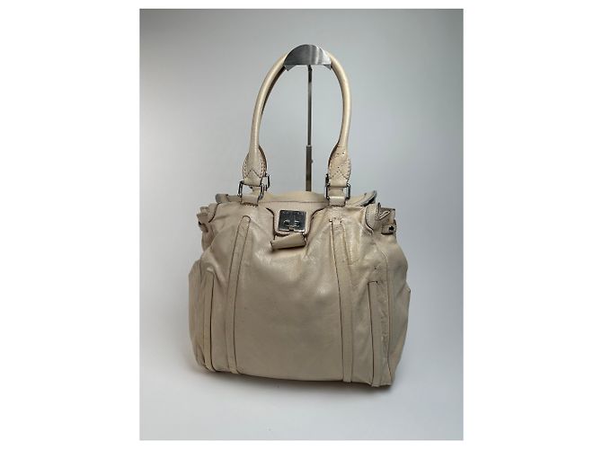 Céline Vintage Celine Paris Lederhandtasche grau Beige - Ansicht 11