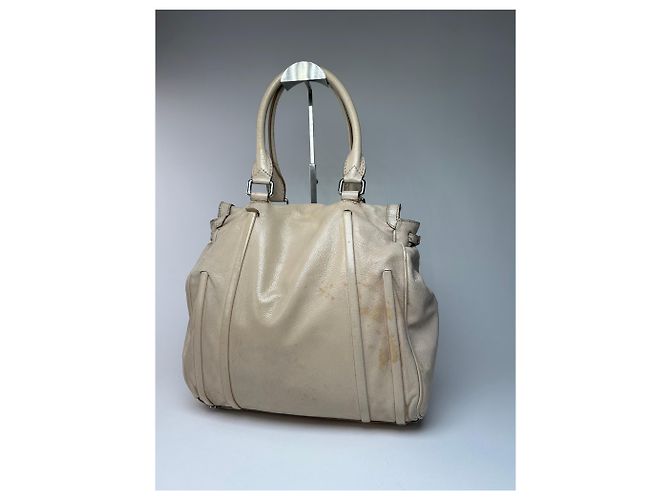 Céline Vintage Celine Paris Lederhandtasche grau Beige - Ansicht 12