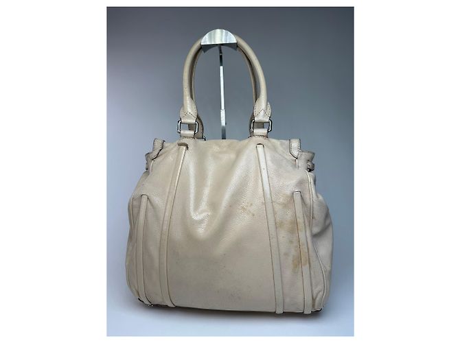 Céline Vintage Celine Paris Lederhandtasche grau Beige - Ansicht 2