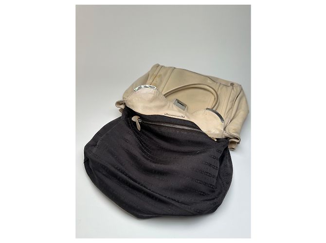 Céline Vintage Celine Paris Lederhandtasche grau Beige - Ansicht 3