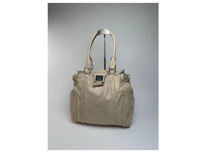 Céline Vintage Celine Paris Lederhandtasche grau Beige - Ansicht 4