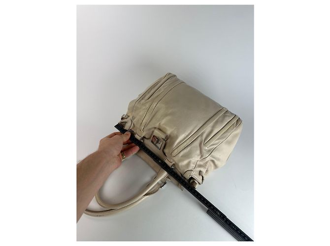 Céline Vintage Celine Paris Lederhandtasche grau Beige - Ansicht 8