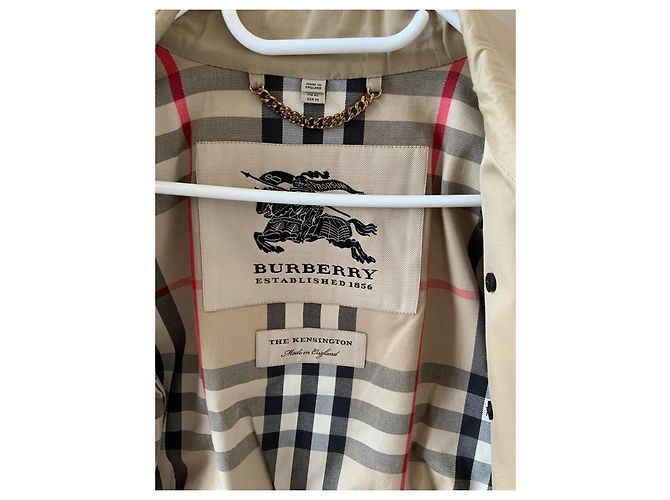 Gabardina Burberry Kensington corta beige de algodón - vista 4