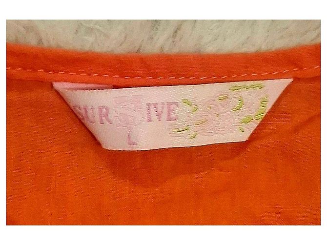 Autre Marque Túnica naranja de algodón con bordados - vista 10