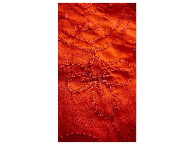 Autre Marque Túnica naranja de algodón con bordados - vista 2