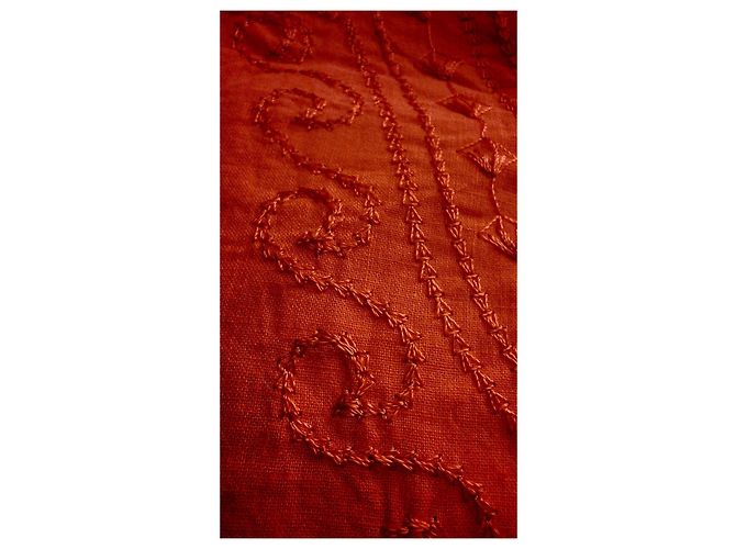 Autre Marque Túnica naranja de algodón con bordados - vista 3