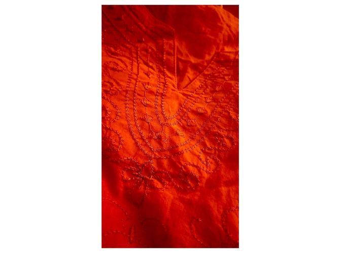 Autre Marque Túnica naranja de algodón con bordados - vista 4